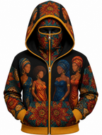 CROWNED UP double-hood zip-up in Black / Gold